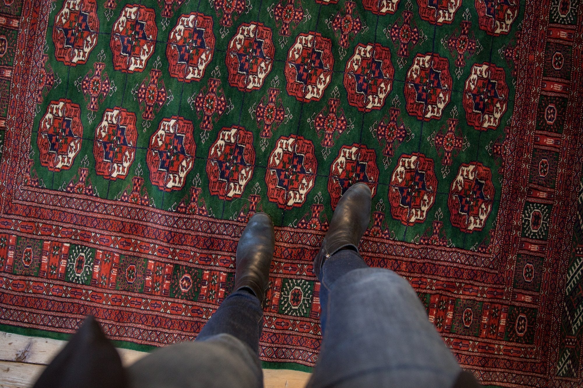 6x6.5 Vintage Fine Pakistani Bokhara Design Square Carpet by Old New House® - product image 2 for Resin Society
