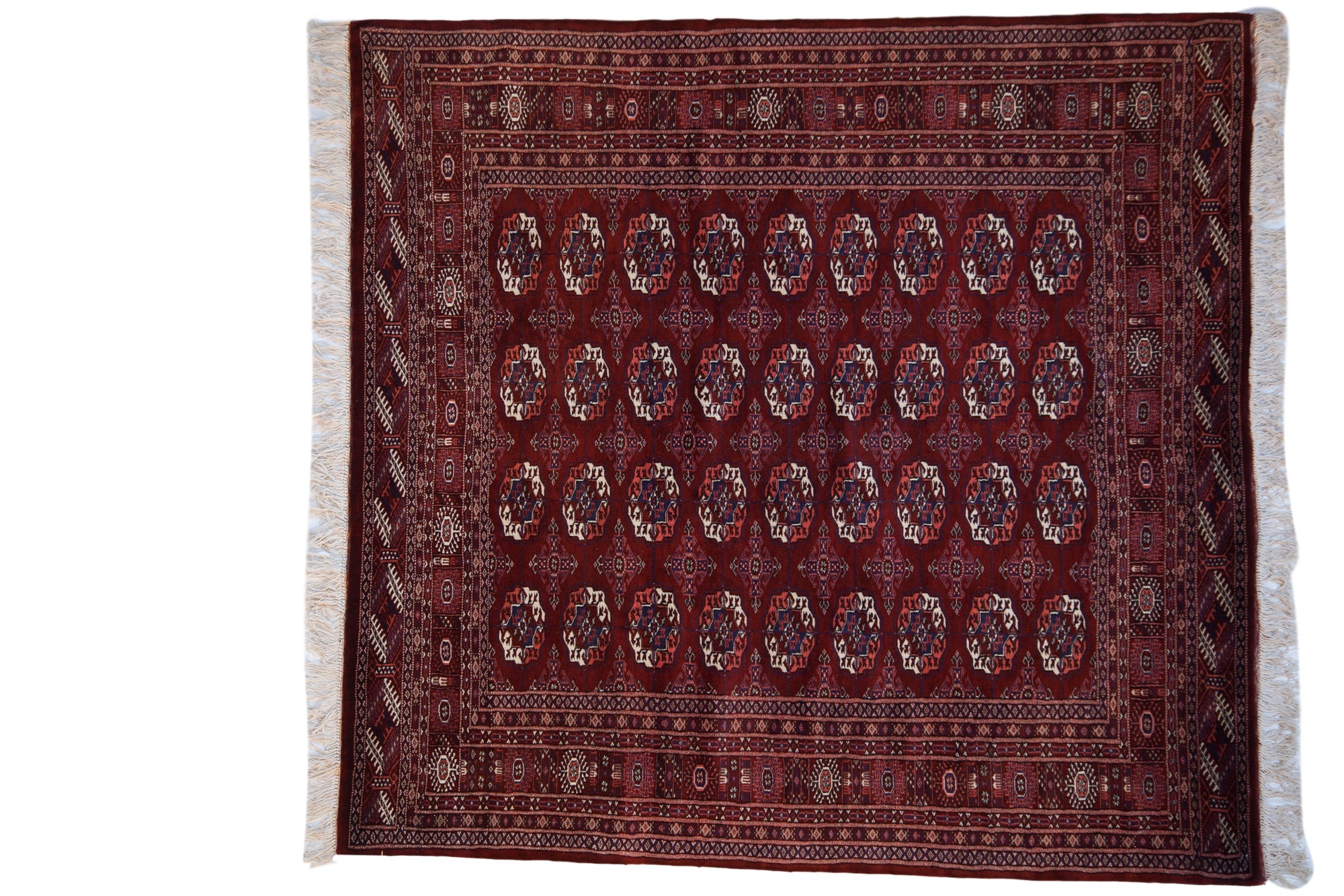 6x6.5 Vintage Fine Pakistani Bokhara Design Square Carpet by Old New House® - main product image for Resin Society