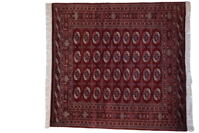 6x6.5 Vintage Fine Pakistani Bokhara Design Square Carpet by Old New House® - main product image for Resin Society