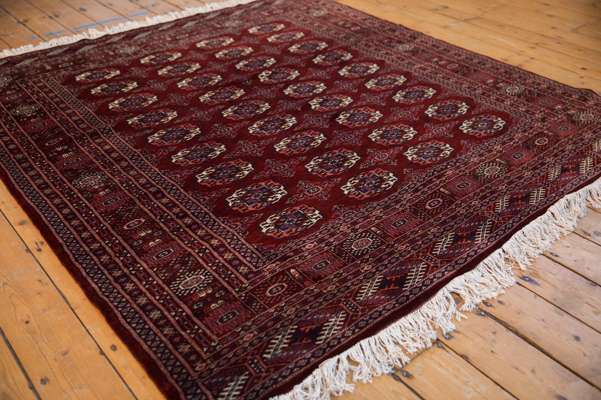 6x6.5 Vintage Fine Pakistani Bokhara Design Square Carpet by Old New House® - product image 3 for Resin Society