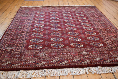 6x6.5 Vintage Fine Pakistani Bokhara Design Square Carpet by Old New House® - product image 7 for Resin Society