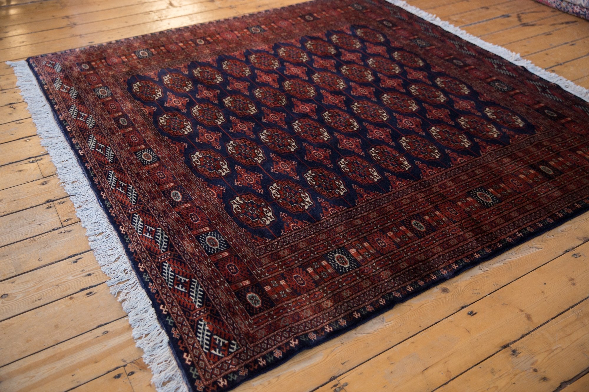 6.5x6.5 Vintage Fine Pakistani Bokhara Design Square Carpet by Old New House® - product image 5 for Resin Society