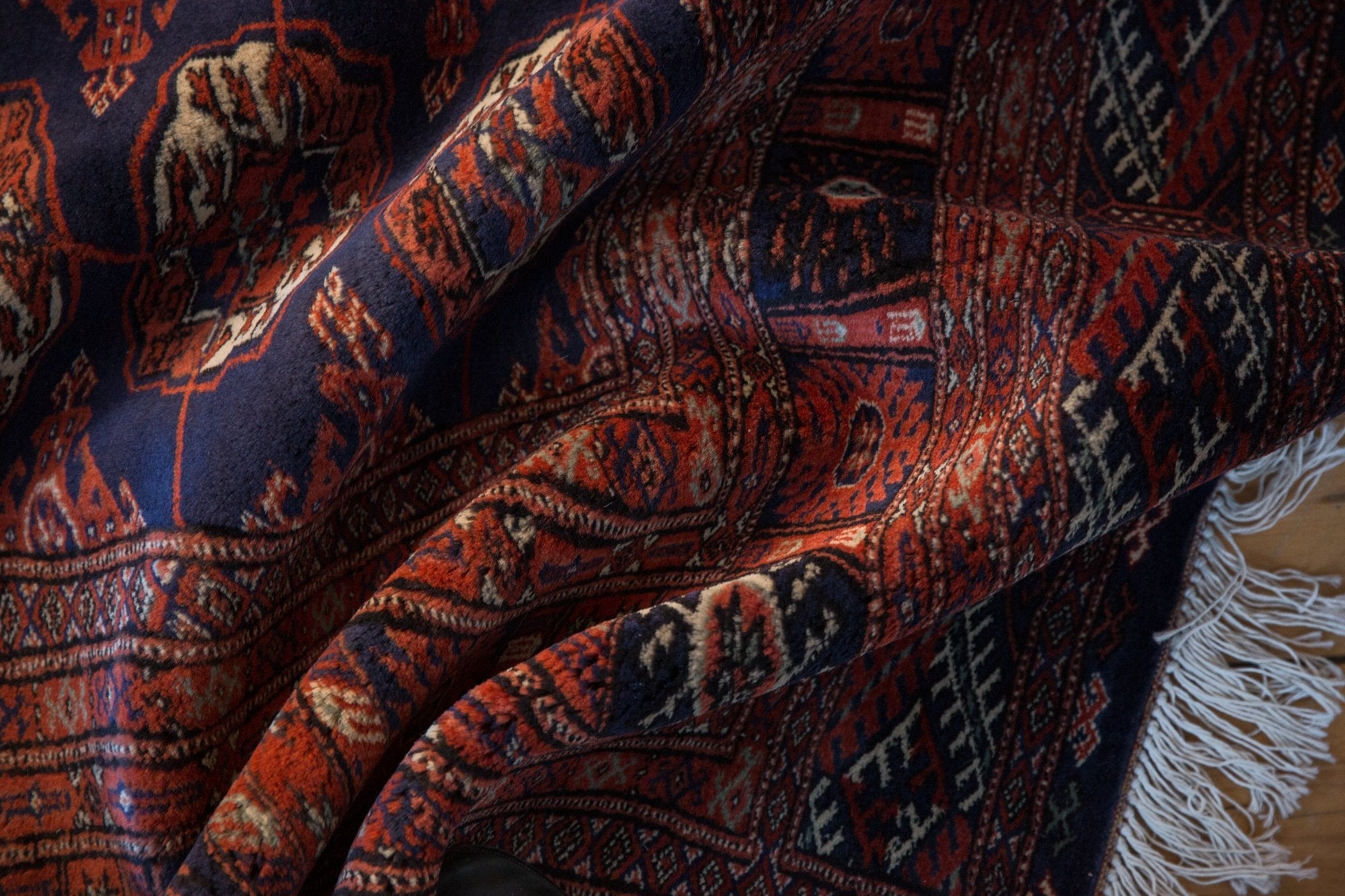 6.5x6.5 Vintage Fine Pakistani Bokhara Design Square Carpet by Old New House® - product image 8 for Resin Society