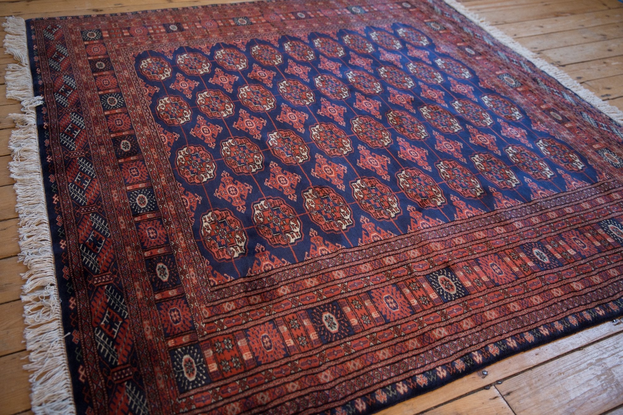 6.5x6.5 Vintage Fine Pakistani Bokhara Design Square Carpet by Old New House® - product image 10 for Resin Society