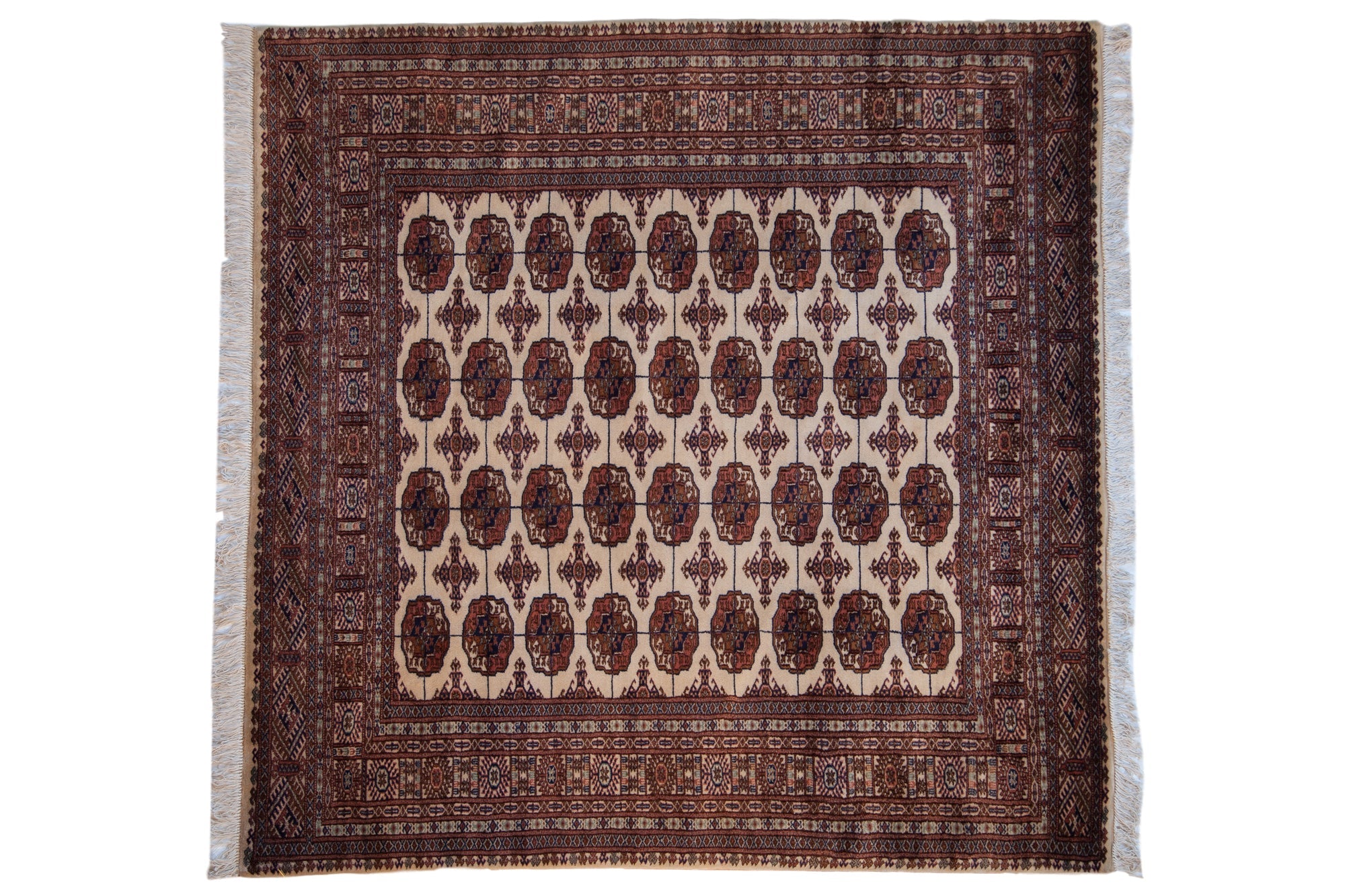 6.5x7 Vintage Fine Pakistani Bokhara Design Square Carpet by Old New House® - main product image for Resin Society