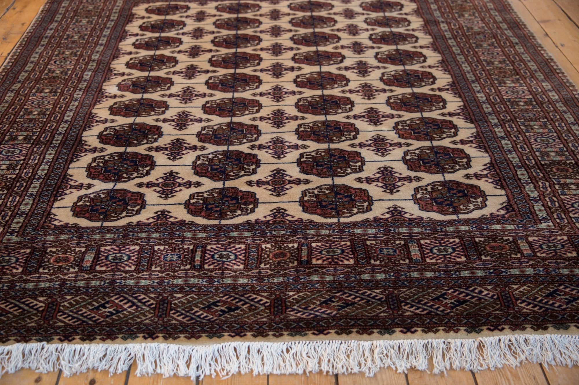6.5x7 Vintage Fine Pakistani Bokhara Design Square Carpet by Old New House® - product image 4 for Resin Society