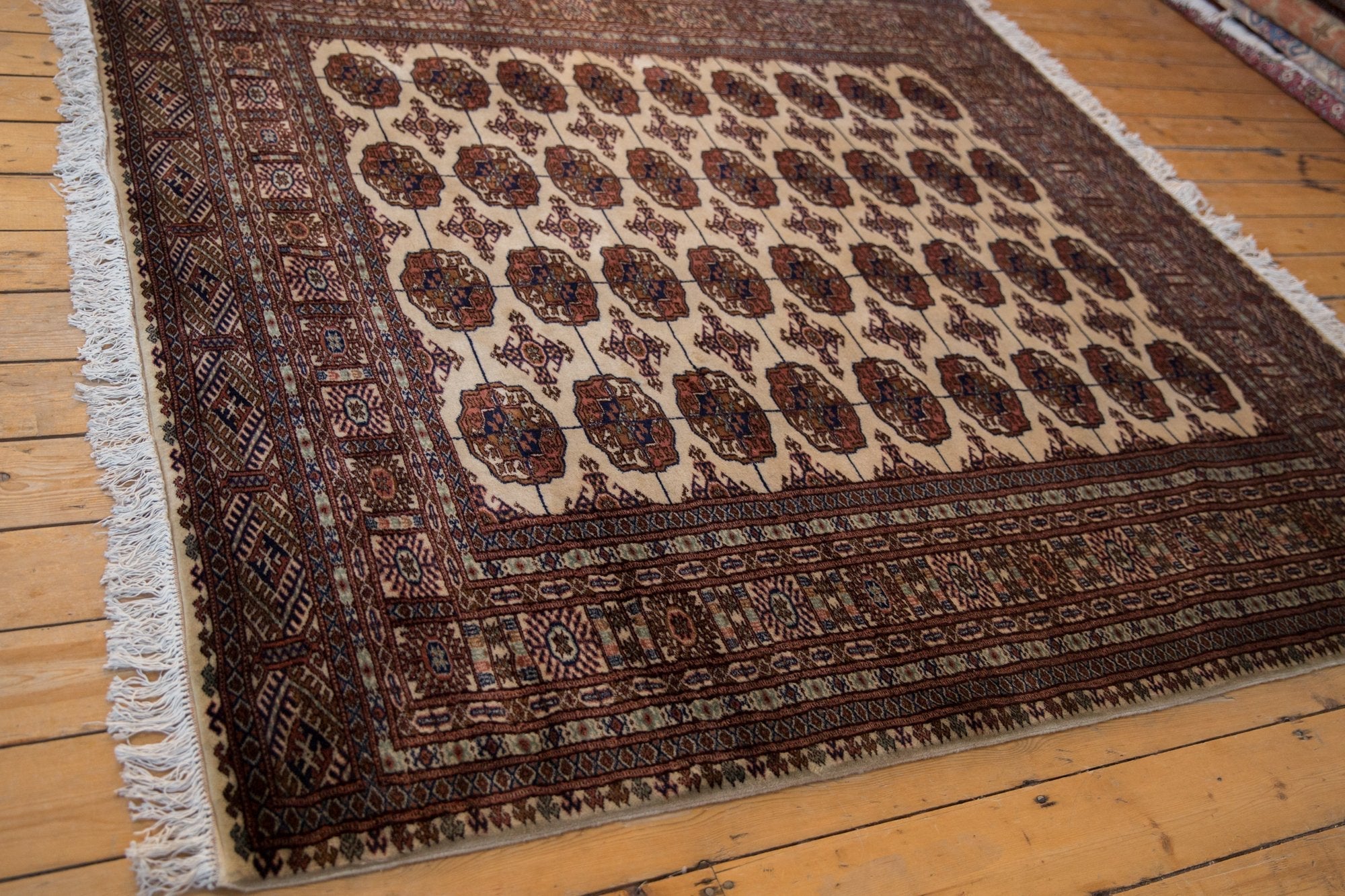 6.5x7 Vintage Fine Pakistani Bokhara Design Square Carpet by Old New House® - product image 5 for Resin Society