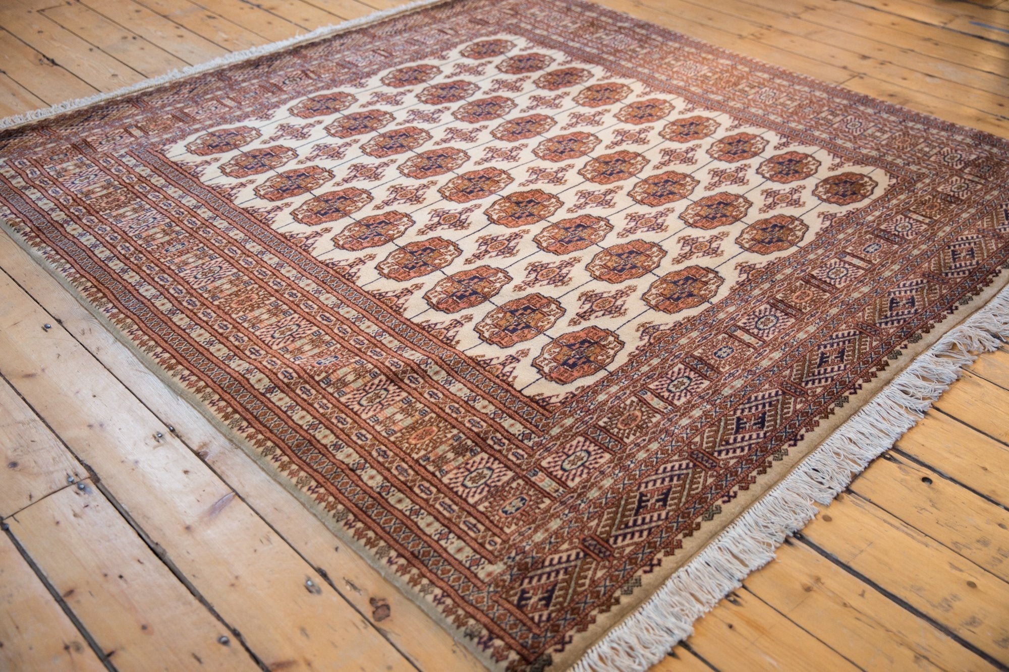 6.5x7 Vintage Fine Pakistani Bokhara Design Square Carpet by Old New House® - product image 6 for Resin Society