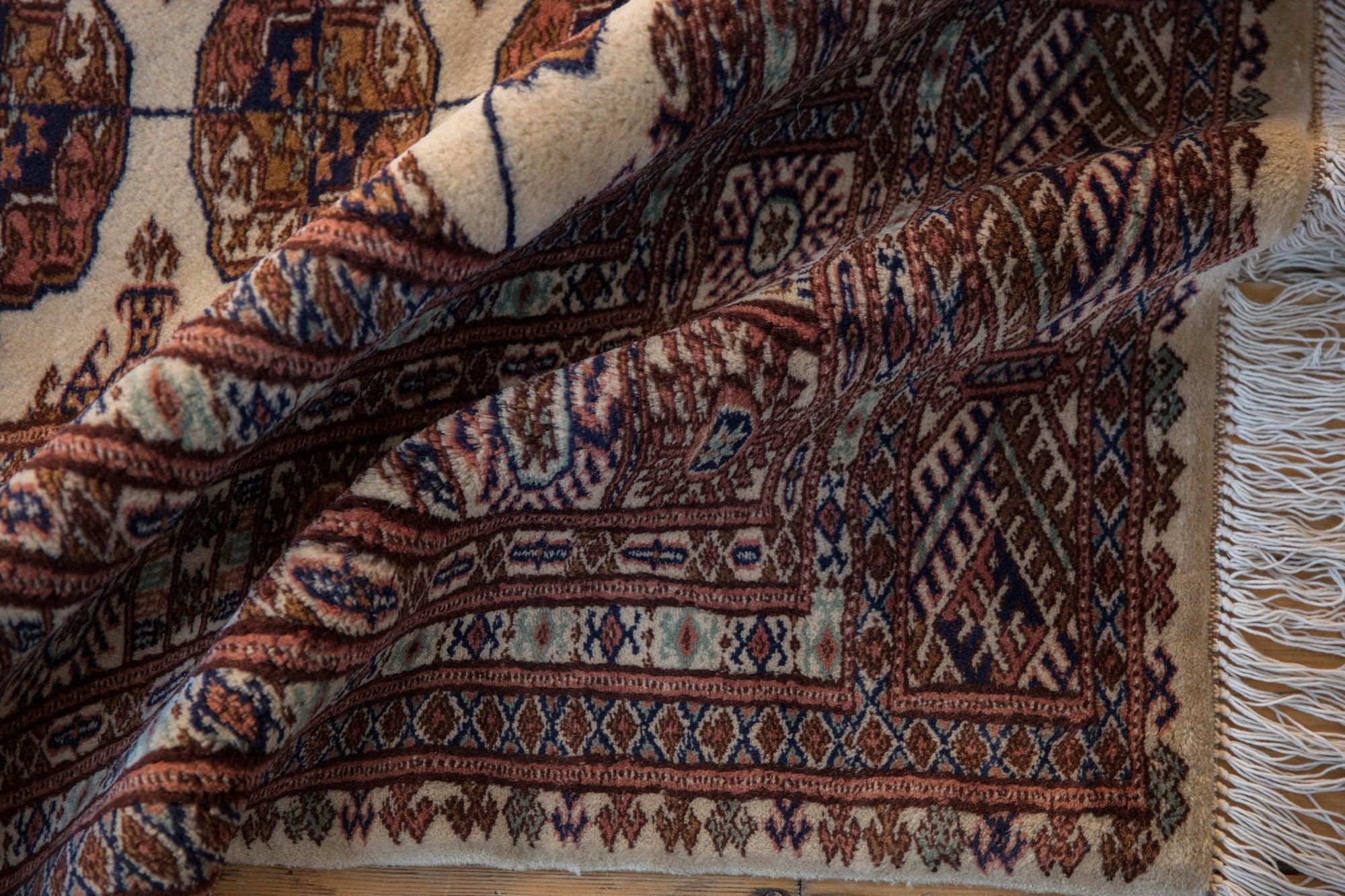 6.5x7 Vintage Fine Pakistani Bokhara Design Square Carpet by Old New House® - product image 10 for Resin Society