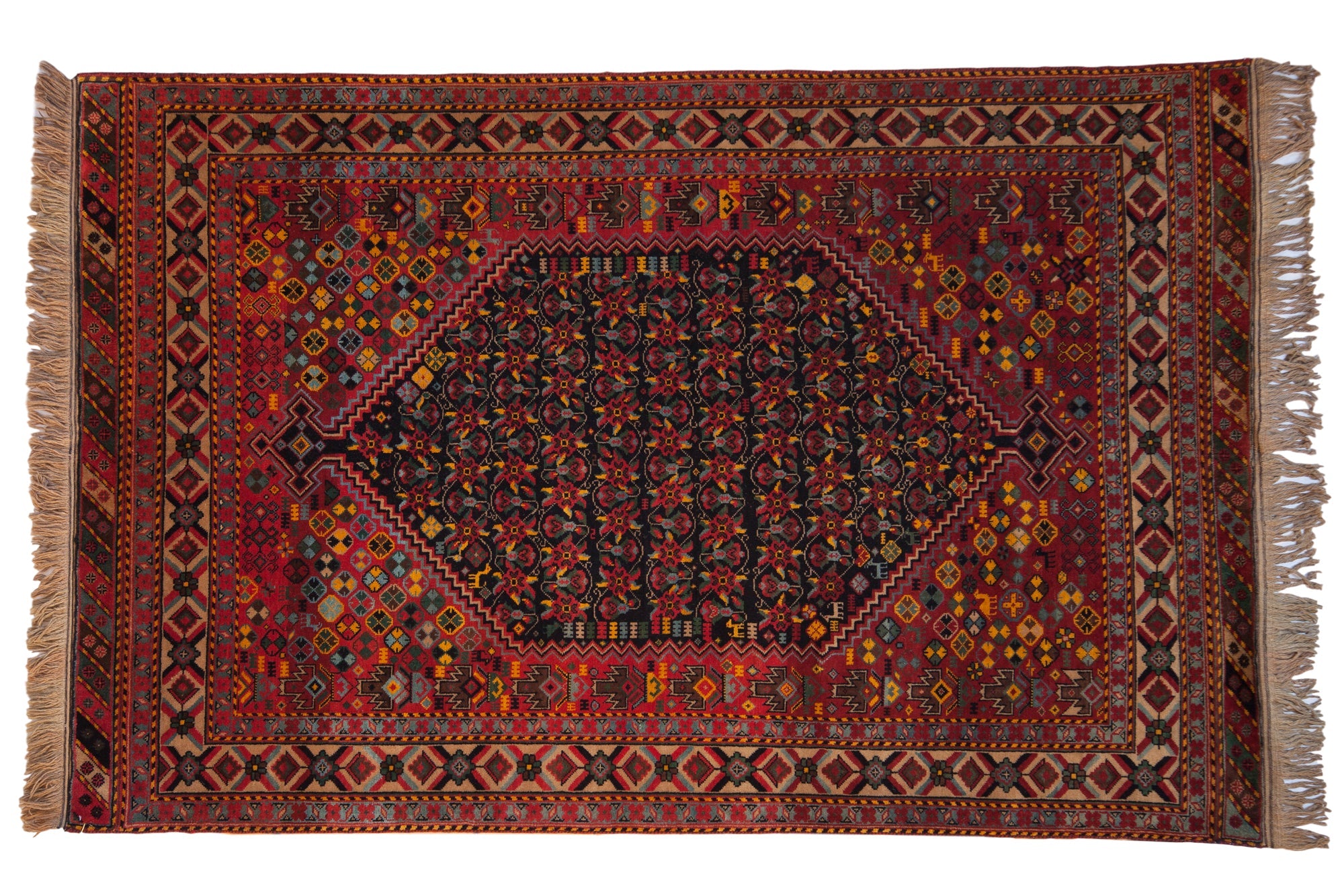5x8 Vintage Indian Afshar Design Carpet by Old New House® - main product image for Resin Society