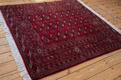 5x5.5 Vintage Fine Pakistani Bokhara Design Square Rug by Old New House® - product image 5 for Resin Society