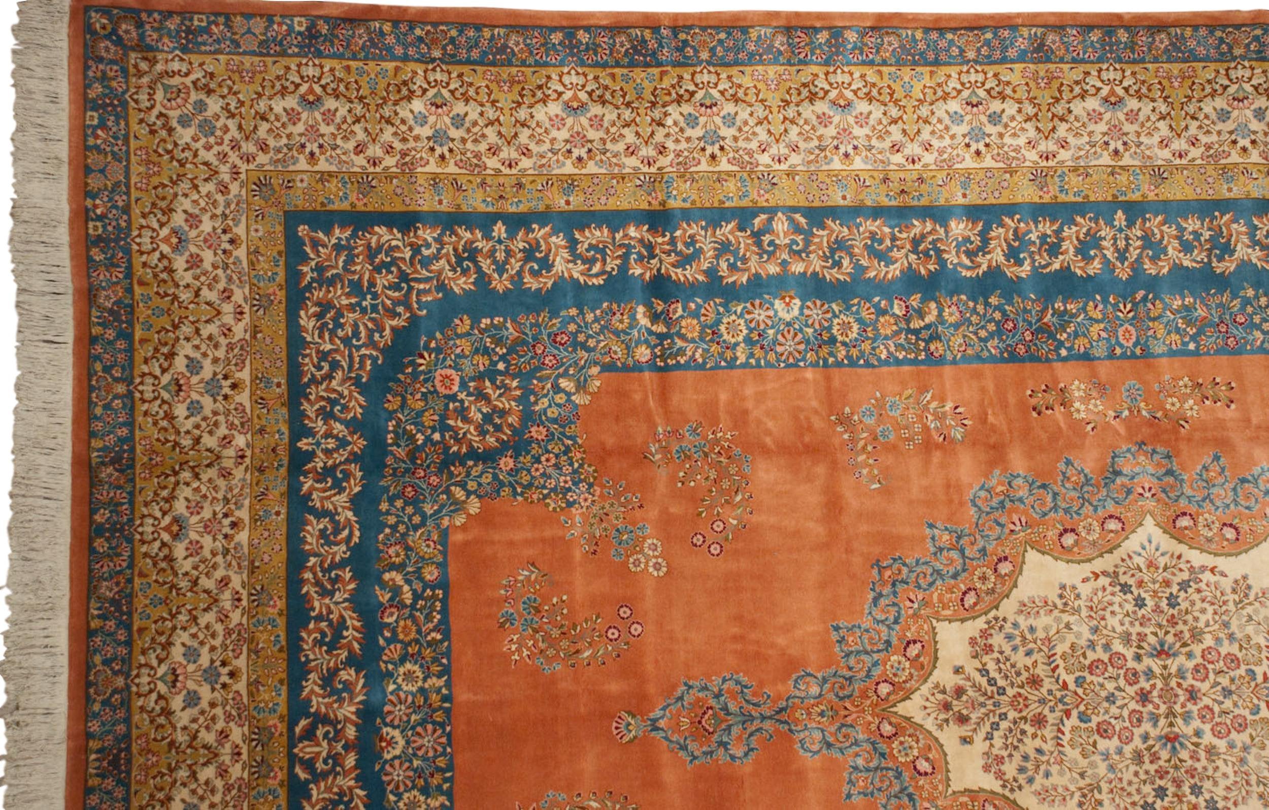 12x18.5 Vintage Bulgarian Kerman Design Carpet by Old New House® - product image 3 for Resin Society