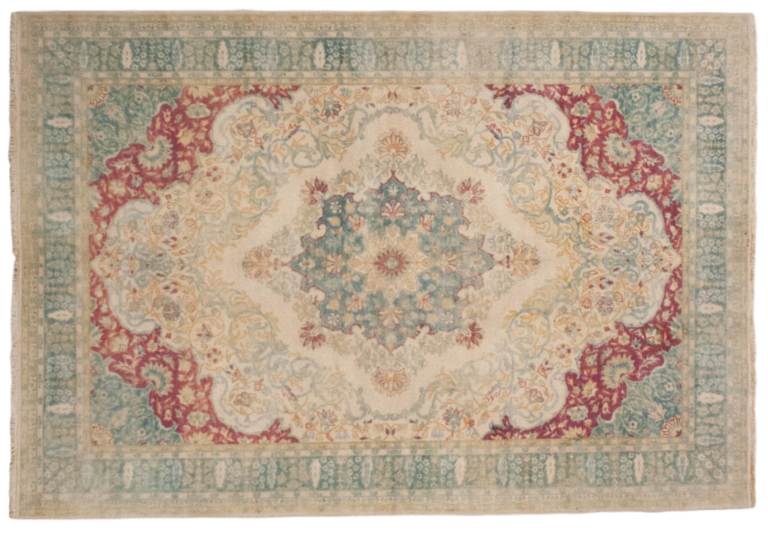 6x9 Vintage Distressed Bulgarian Kerman Design Carpet by Old New House® - main product image for Resin Society