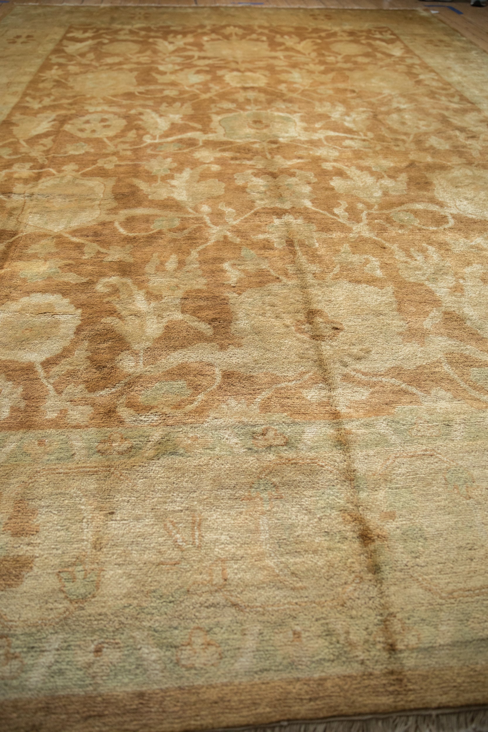 RESERVED 10x14 Vintage Gold Wash Indian Oushak Design Carpet