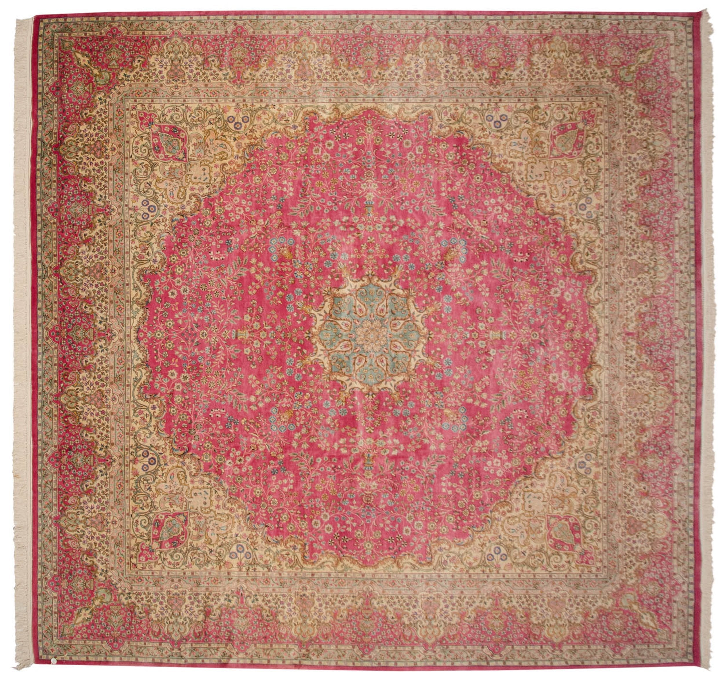 12x12.5 Vintage Bulgarian Kerman Design Square Carpet by Old New House® - main product image for Resin Society