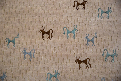 6x9 New Indian Folk Art Design Carpet by Old New House® - product image 6 for Resin Society