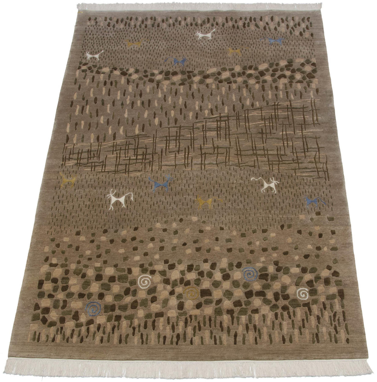 6x9 New Indian Folk Art Design Carpet by Old New House® - product image 2 for Resin Society