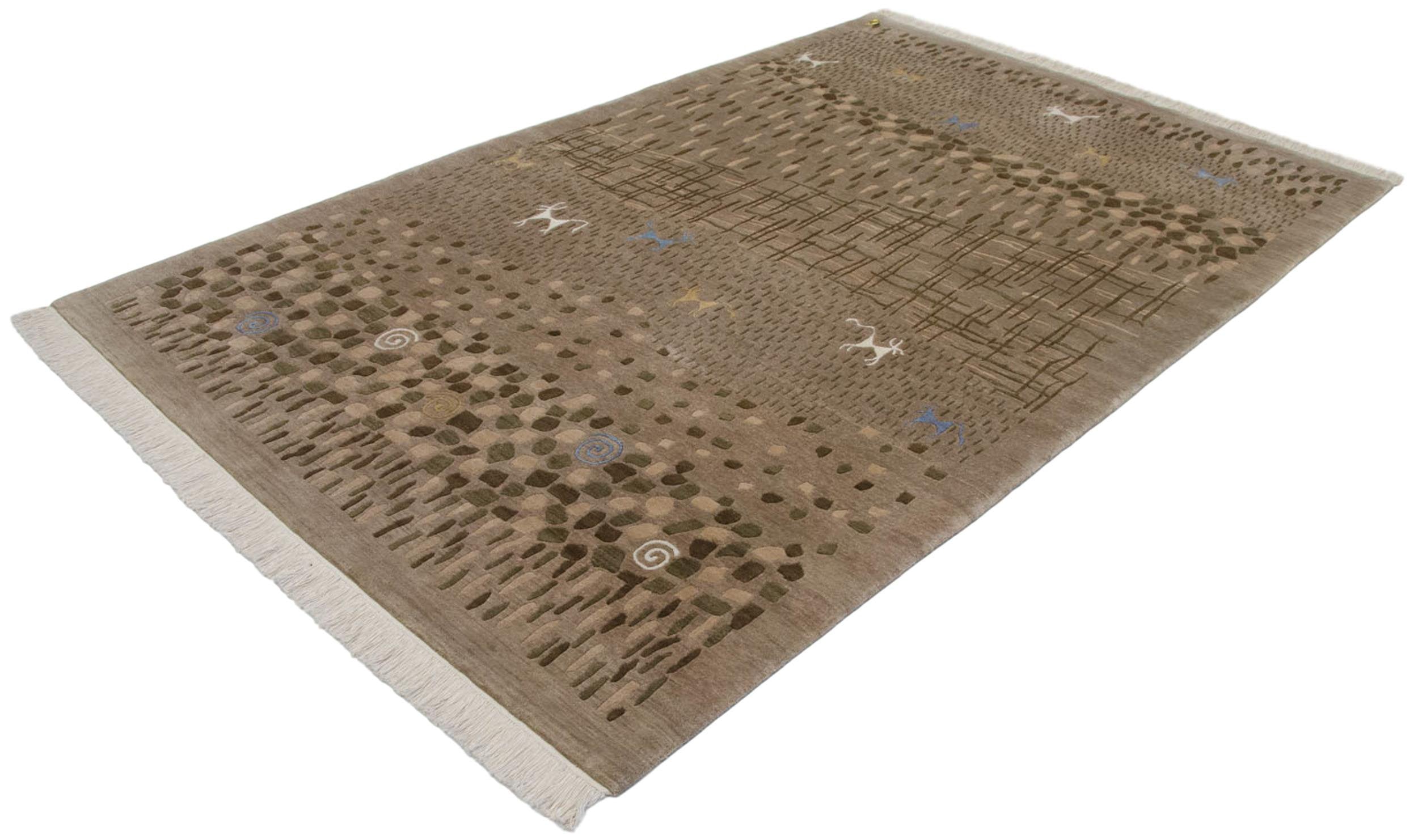 6x9 New Indian Folk Art Design Carpet by Old New House® - product image 9 for Resin Society