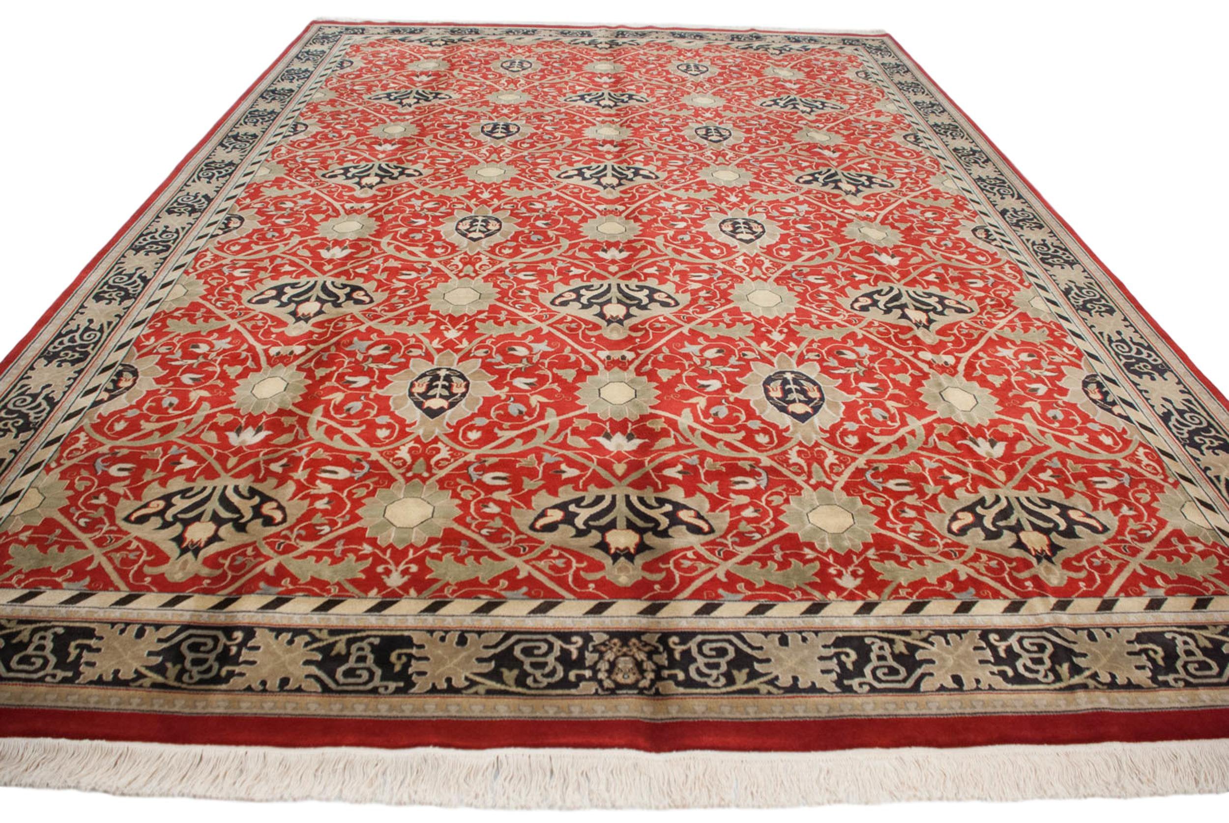 10x14 Vintage Indian William Morris Design Carpet by Old New House® - product image 9 for Resin Society