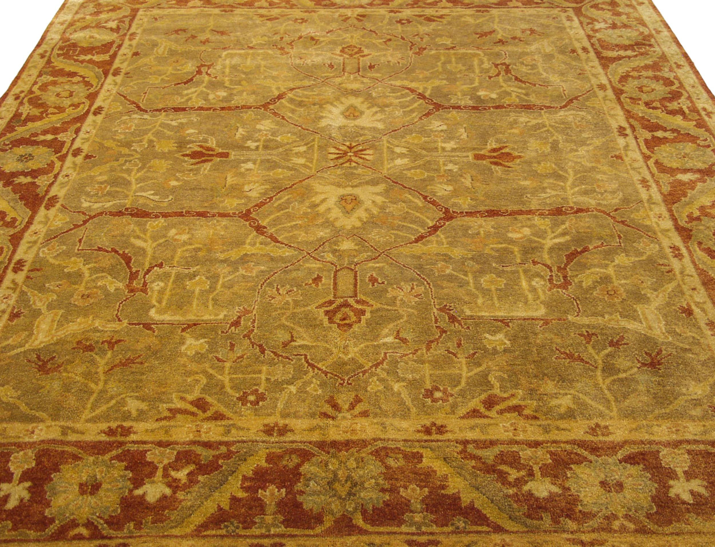 8x10 New Gold Wash Indian Oushak Design Carpet by Old New House® - product image 2 for Resin Society