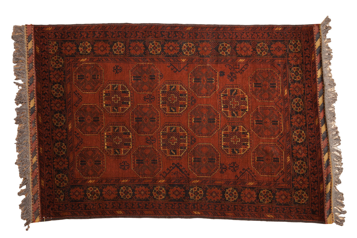 4.5x7 Vintage Afghani Bokhara Design Rug by Old New House® - main product image for Resin Society
