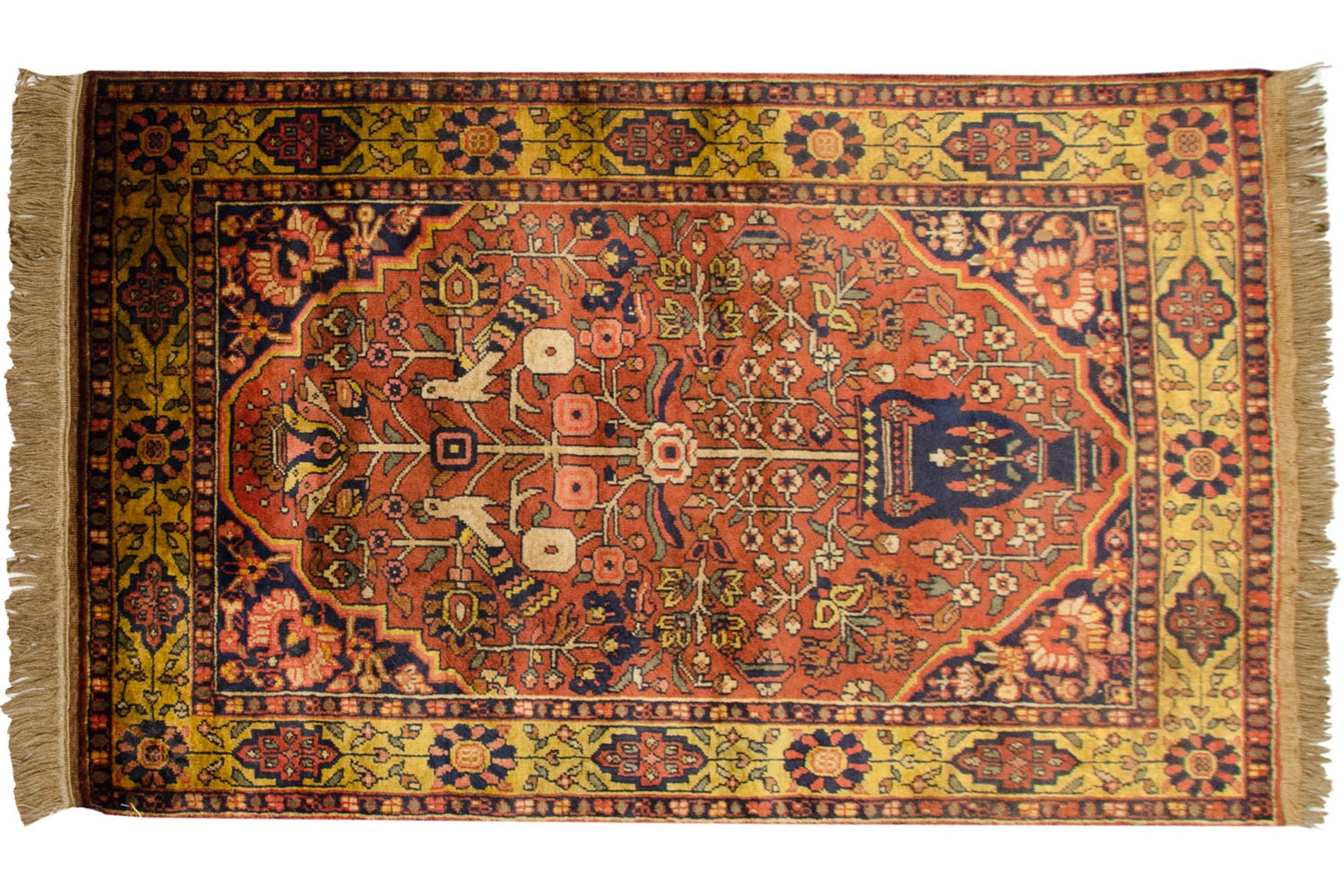 3x5 Vintage Indian Bakhtiari Design Rug by Old New House® - main product image for Resin Society