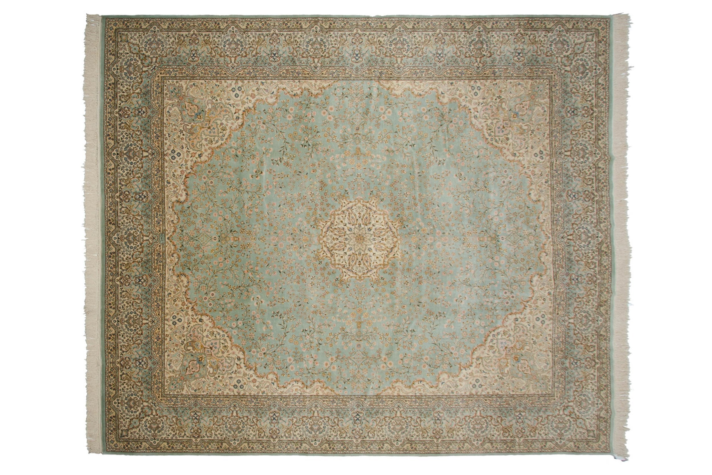 12x14 Vintage Fine Bulgarian Kerman Design Square Carpet by Old New House® - main product image for Resin Society