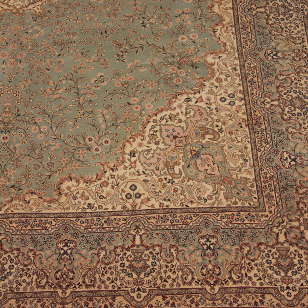 12x14 Vintage Fine Bulgarian Kerman Design Square Carpet by Old New House® - product image 17 for Resin Society