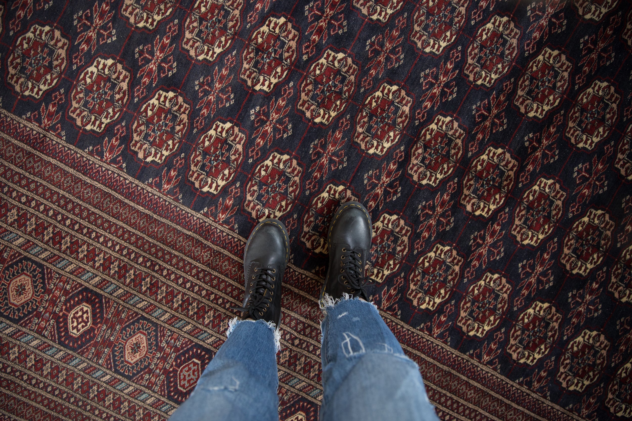 12x12.5 Vintage Fine Bokhara Square Carpet by Old New House® - product image 2 for Resin Society