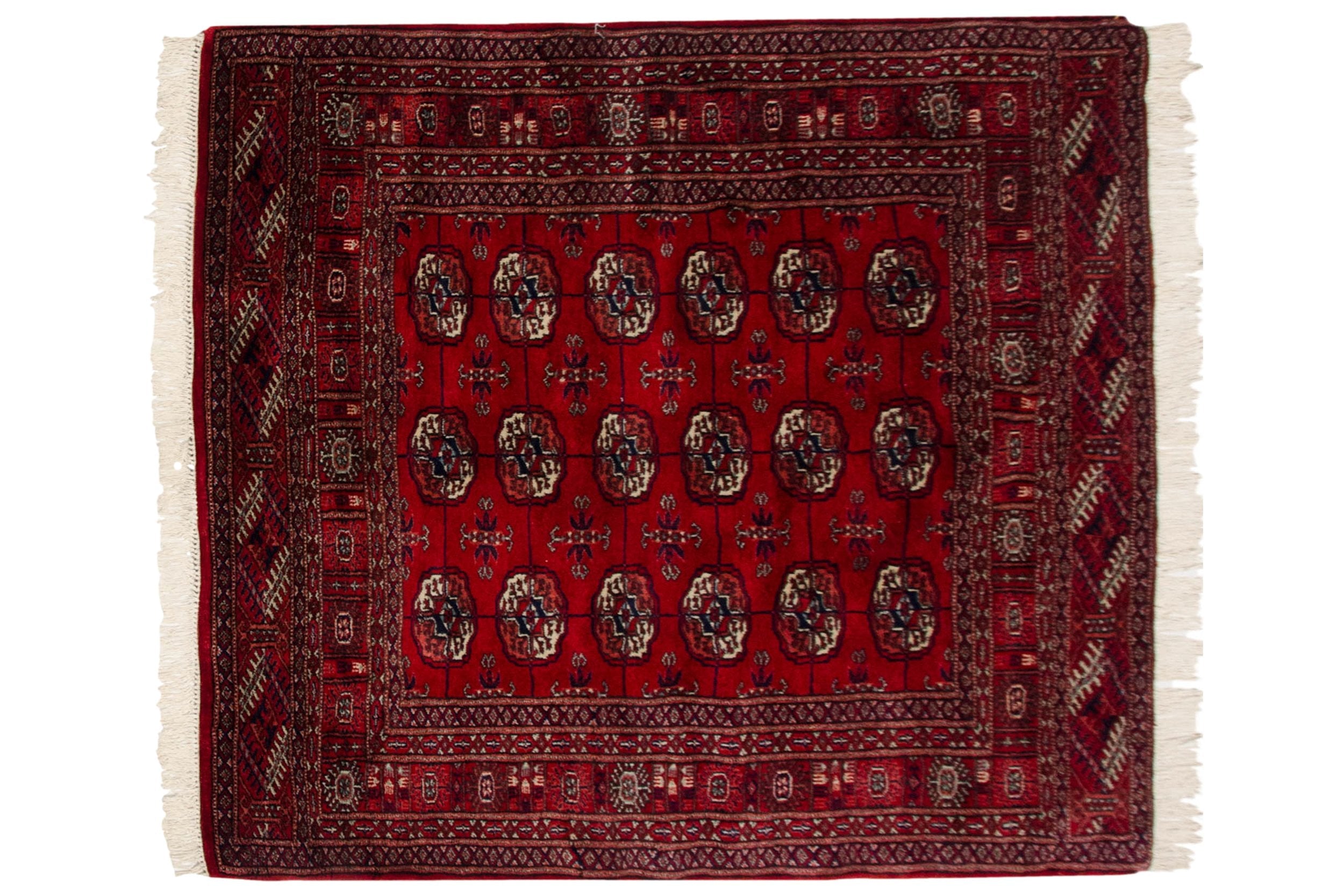 4x4.5 Vintage Fine Bokhara Square Rug by Old New House® - main product image for Resin Society