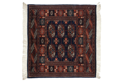 2.5x2.5 Vintage Fine Bokhara Square Rug Mat