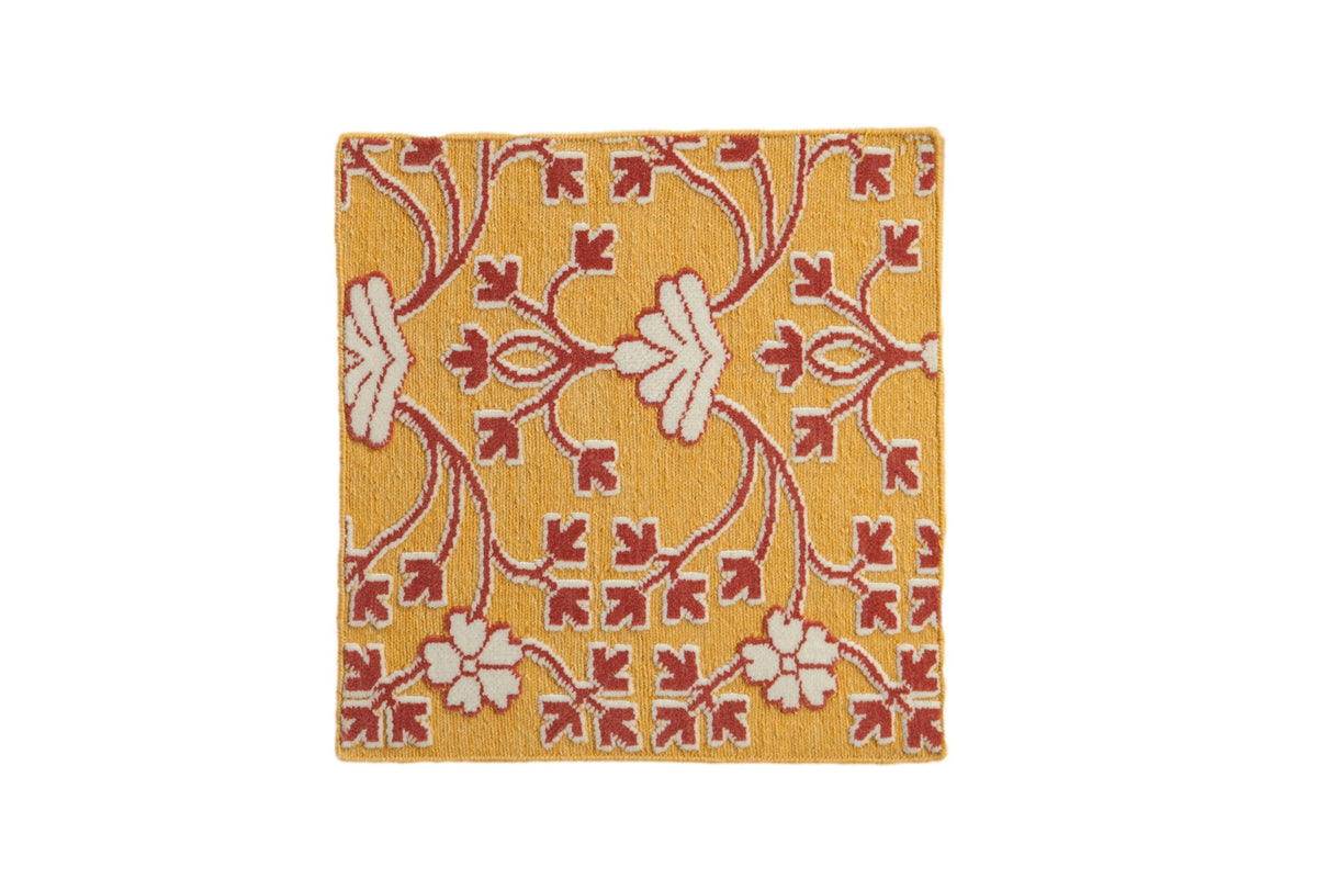 2x2 New Indian Samarkand Design Square Rug Mat with floral motif
