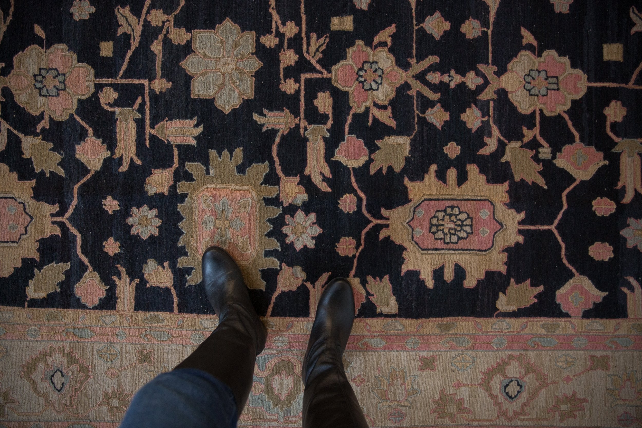 9x12 Vintage Tea Washed Indian Sultanabad Soumac Design Carpet by Old New House® - product image 2 for Resin Society