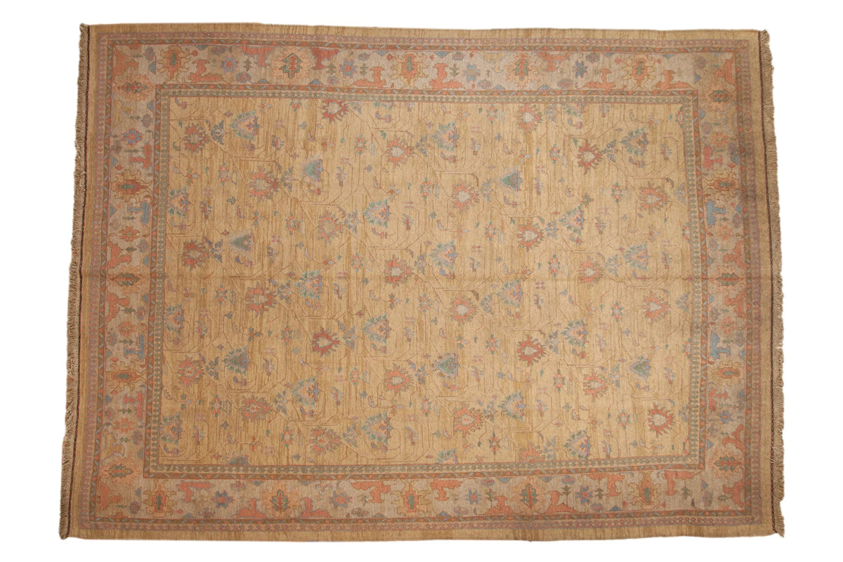 10x13.5 Vintage Tea Washed Indian Soumac Design Carpet by Old New House® - main product image for Resin Society