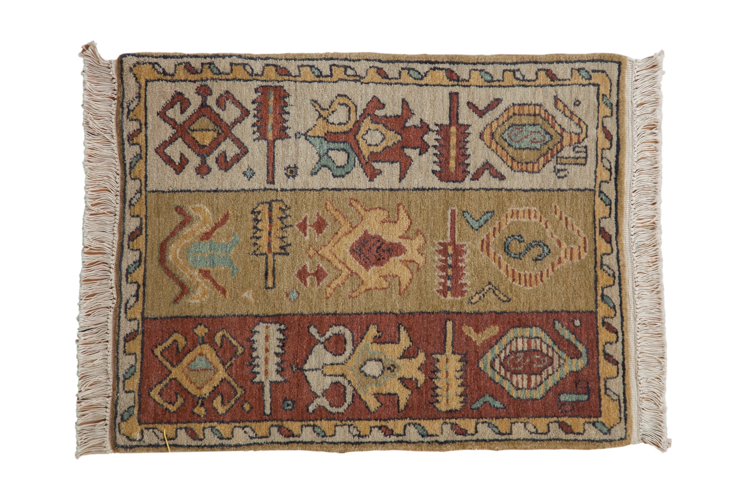 2x2.5 Vintage Armenian Sampler Design Square Rug Mat
