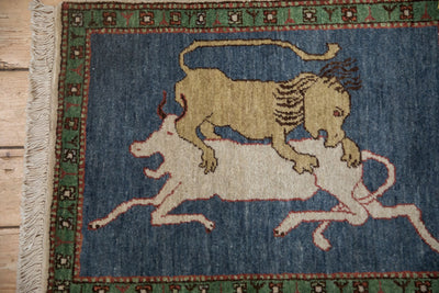 2x2.5 Vintage Pictorial Armenian Hunting Scene Design Square Rug Mat
