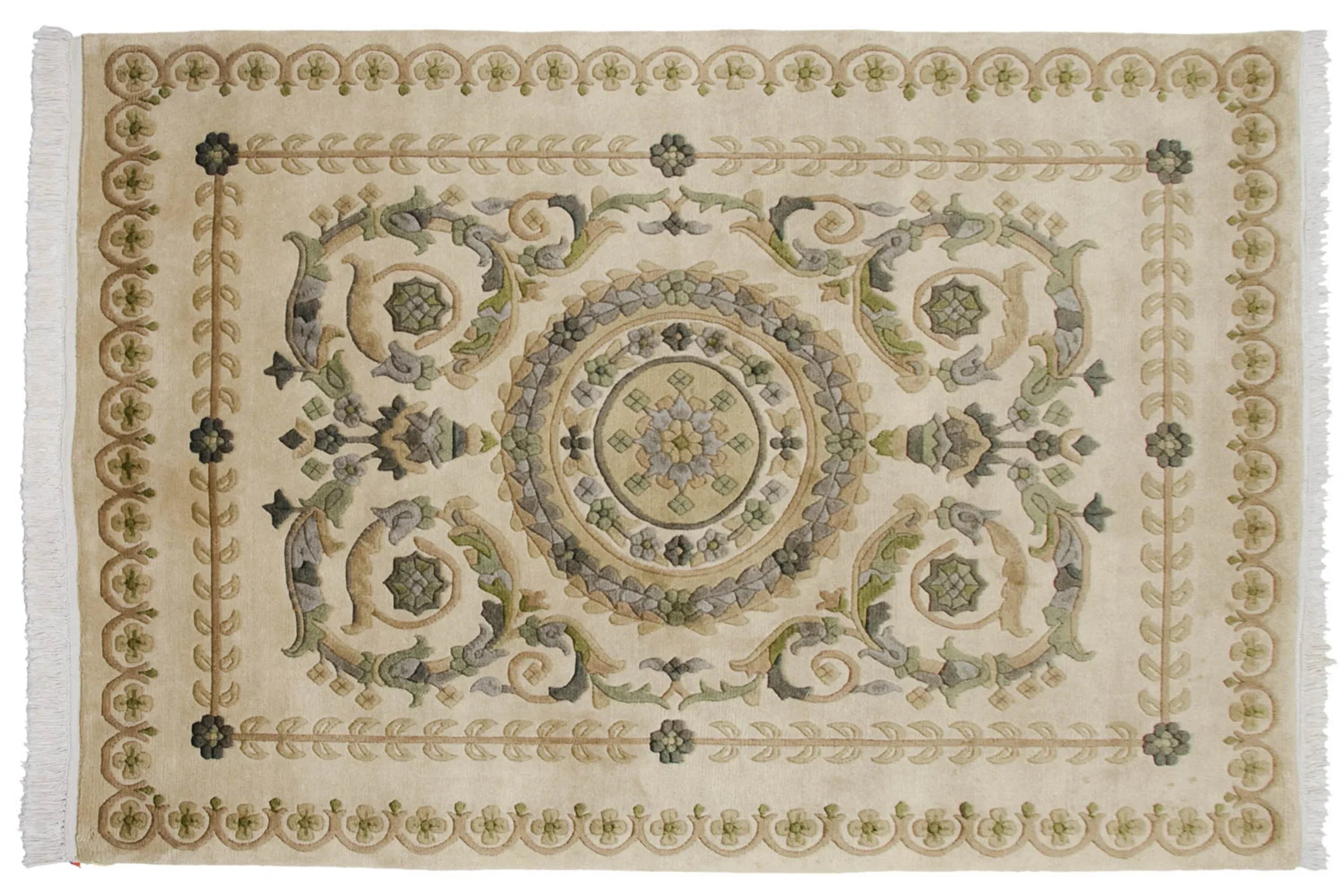 4x6 Vintage Indian Savonnerie Design Rug by Old New House® - product image 2 for Resin Society