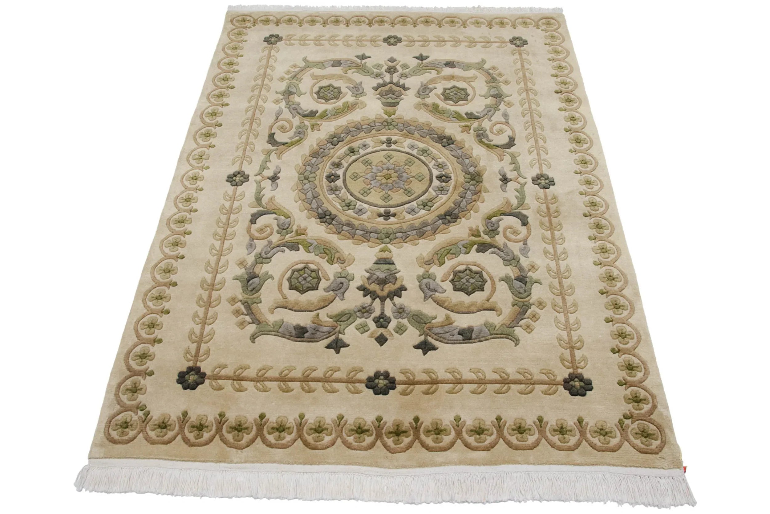 4x6 Vintage Indian Savonnerie Design Rug by Old New House® - product image 5 for Resin Society
