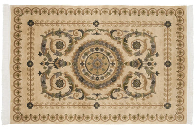 4x6 Vintage Indian Savonnerie Design Rug by Old New House® - product image 8 for Resin Society