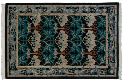 6x9 Vintage Indian William Morris Design Carpet by Old New House® - main product image for Resin Society