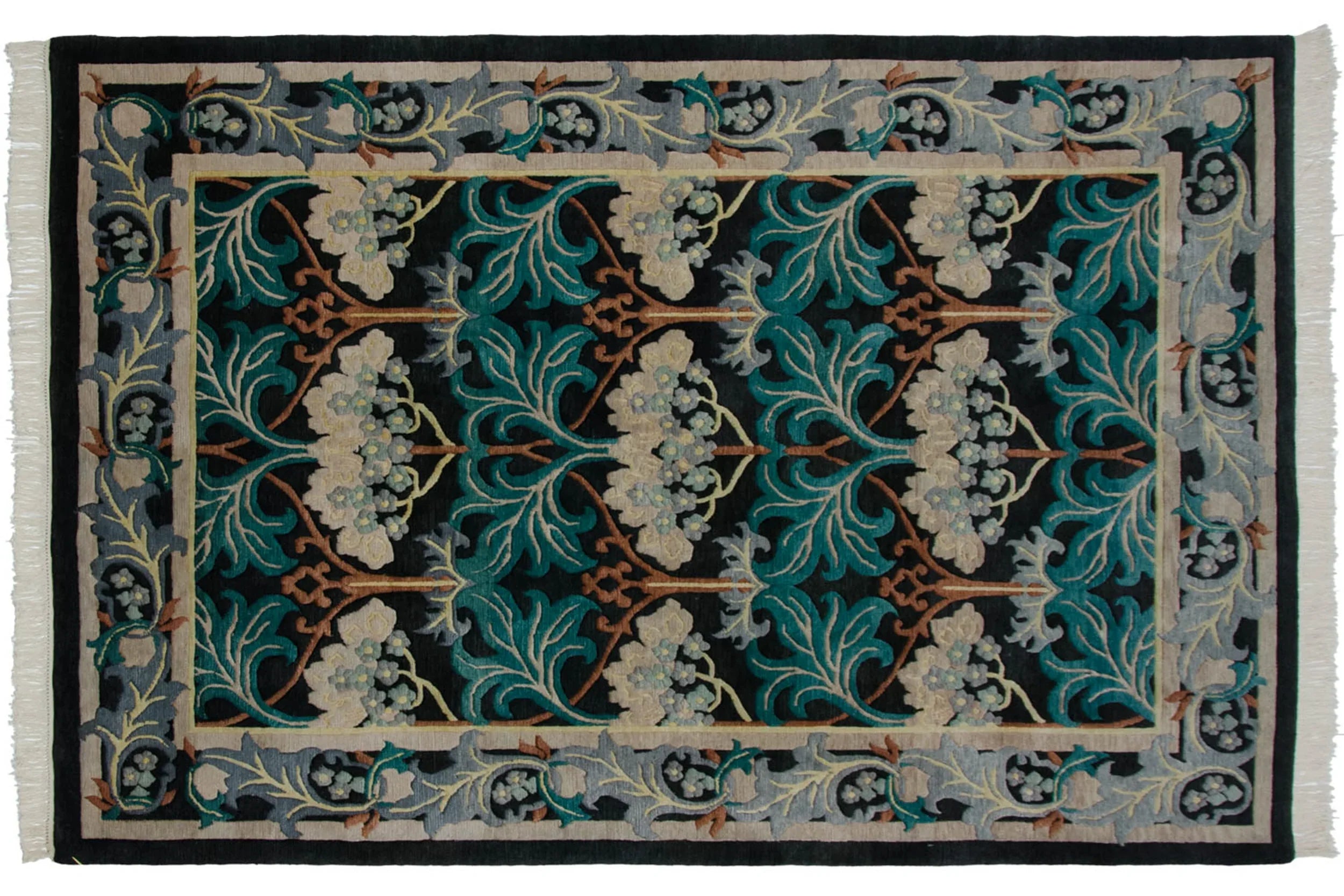 6x9 Vintage Indian William Morris Design Carpet by Old New House® - product image 2 for Resin Society