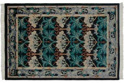 6x9 Vintage Indian William Morris Design Carpet by Old New House® - product image 2 for Resin Society