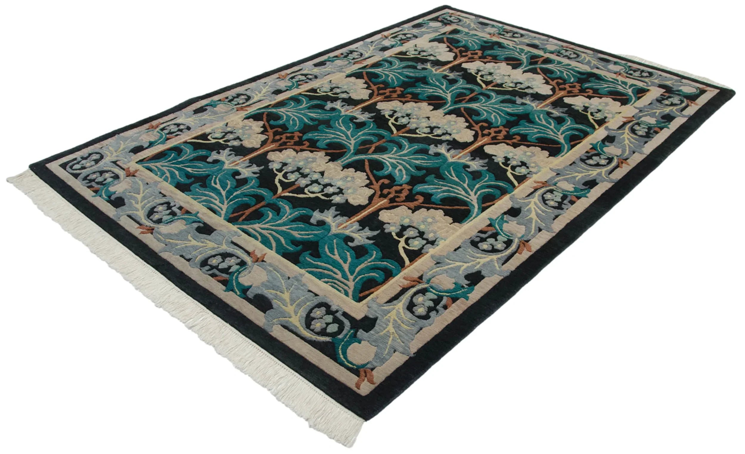 6x9 Vintage Indian William Morris Design Carpet by Old New House® - product image 3 for Resin Society