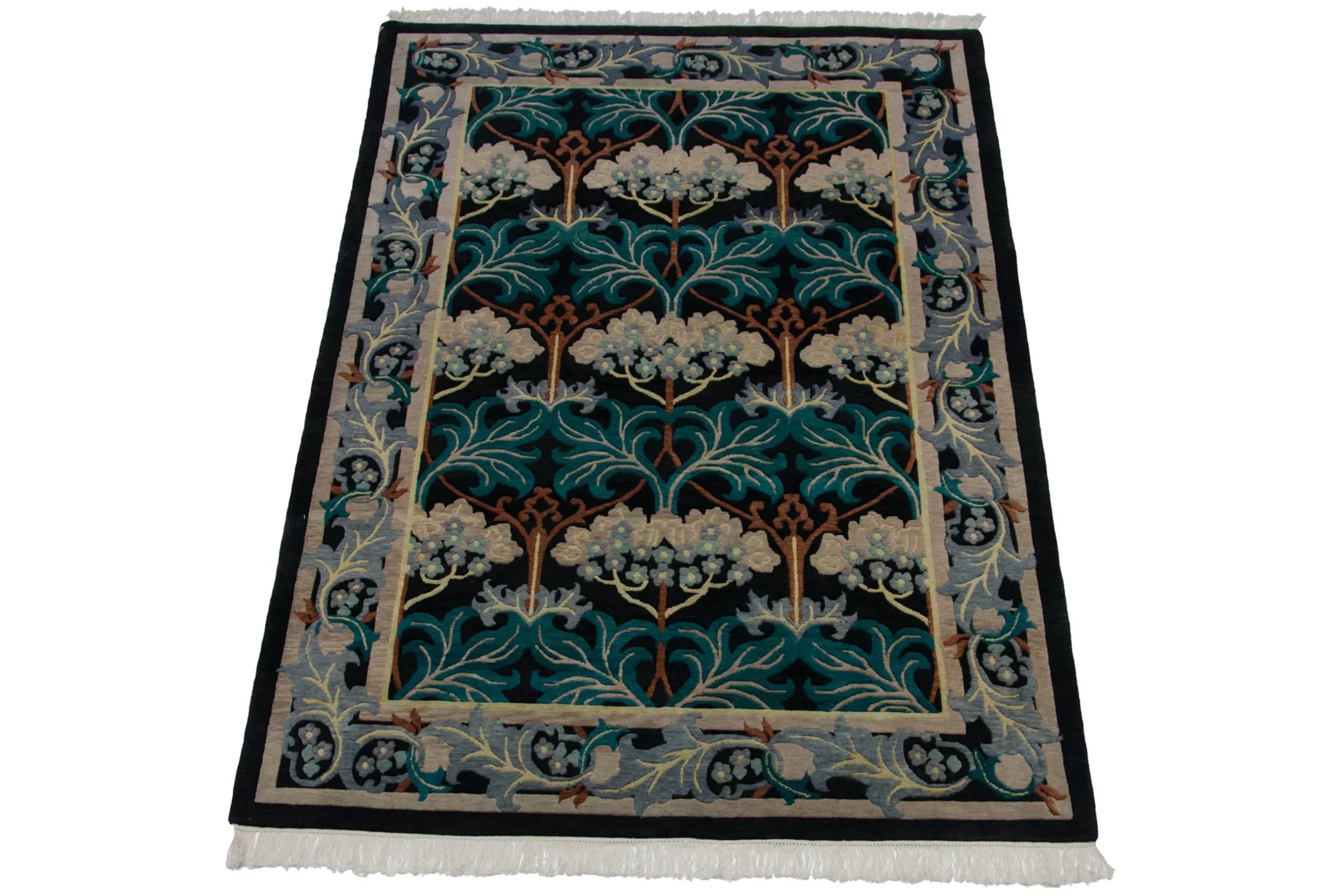 6x9 Vintage Indian William Morris Design Carpet by Old New House® - product image 9 for Resin Society