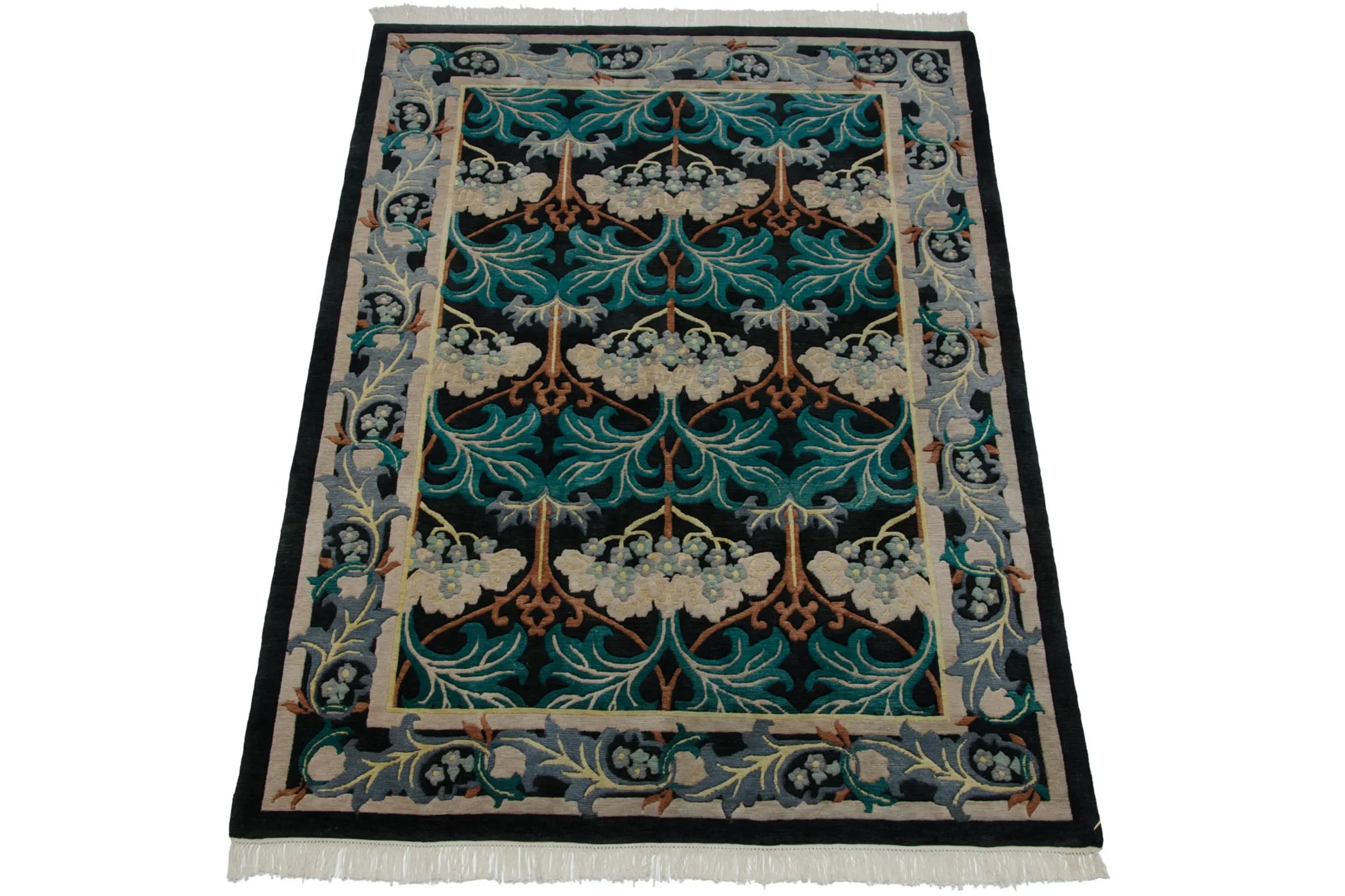 6x9 Vintage Indian William Morris Design Carpet by Old New House® - product image 10 for Resin Society