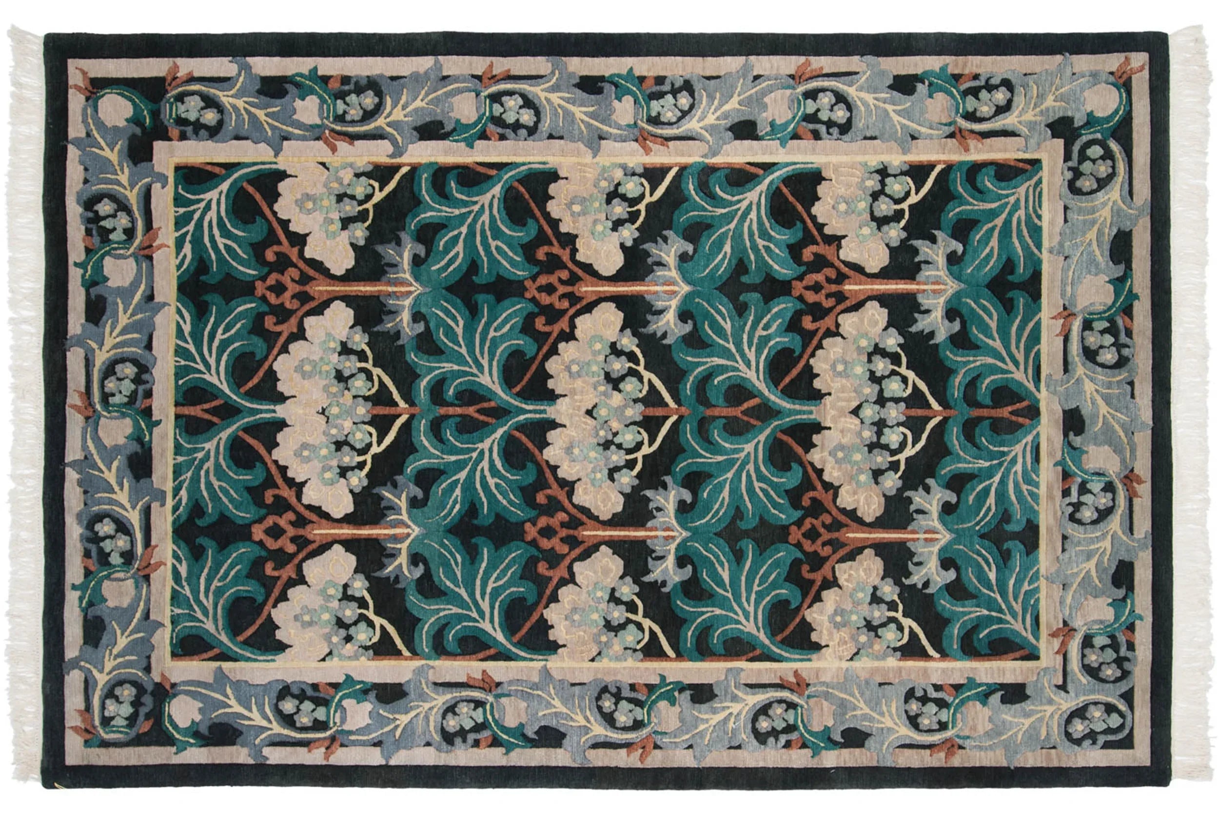 6x9 Vintage Indian William Morris Design Carpet by Old New House® - product image 12 for Resin Society