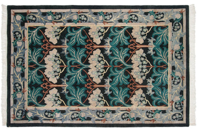 6x9 Vintage Indian William Morris Design Carpet by Old New House® - product image 12 for Resin Society
