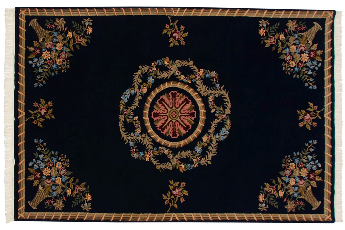 6x9 Vintage Indian Aubusson Design Carpet by Old New House® - main product image for Resin Society