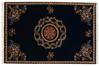 6x9 Vintage Indian Aubusson Design Carpet by Old New House® - main product image for Resin Society