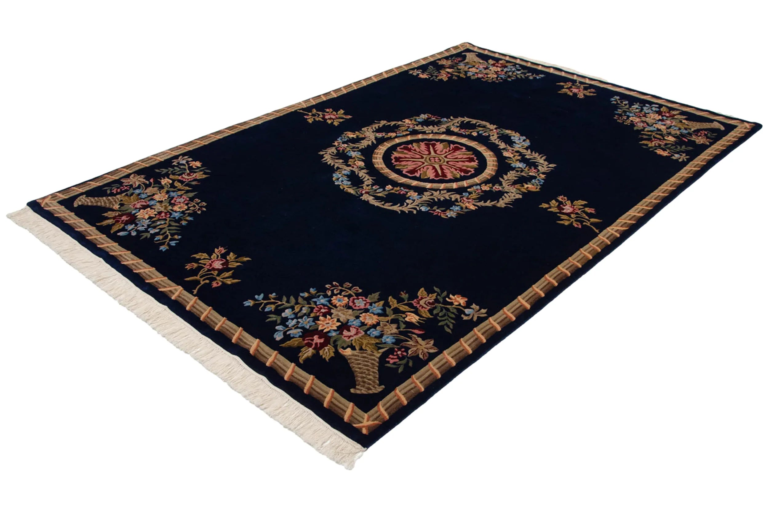 6x9 Vintage Indian Aubusson Design Carpet by Old New House® - product image 4 for Resin Society